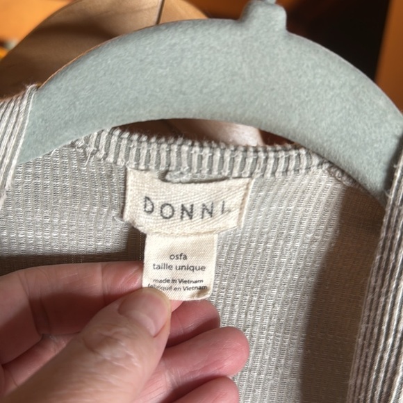 Donni Sandwash Ribbed Open Cardigan Sweater Gray Beige One Size Womens - Picture 3 of 10